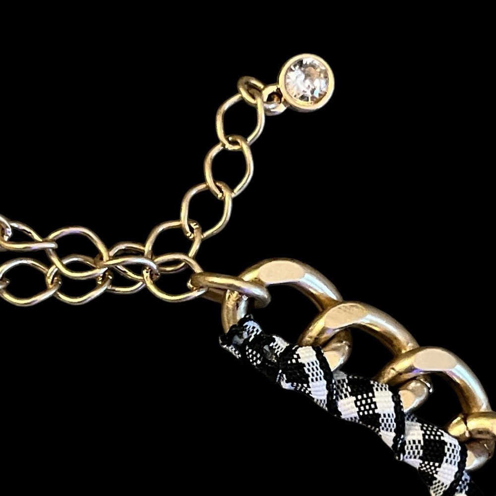 Elegant Kate Spade Gold  and Black&White Fabric Pearl Necklace - Picture 3 of 5